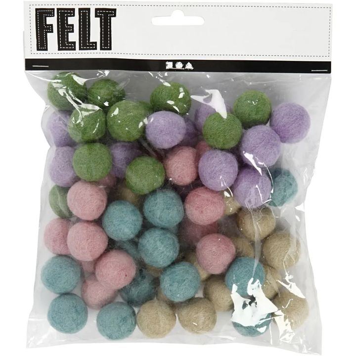 Pastelne filcane kuglice 64 kom
