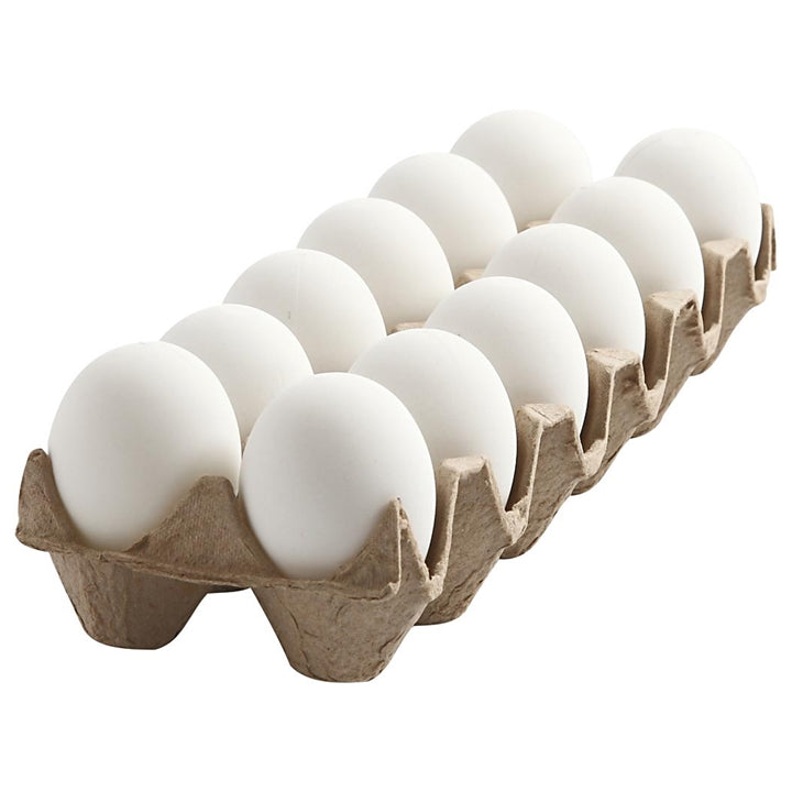 Bela plastična jaja - 12 kom / 6 cm