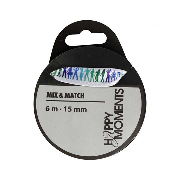 Satenska traka Happy Moments sa printom 15 mm x 6 m