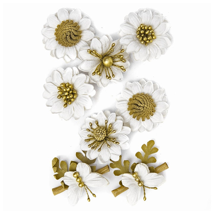 3D cvetovi od papira beli / 8 delni set