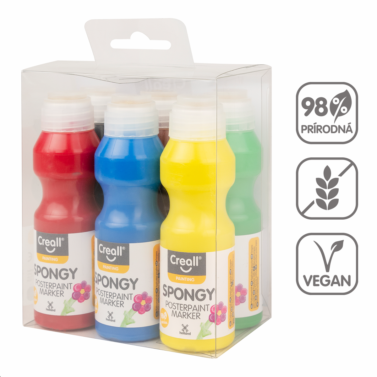 Set tempera boja sa sunđerom Creall Spongy – 6 × 70 ml
