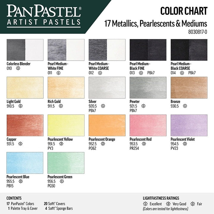 PanPastel metalik i biserni pastelni set sa zlatnim medijumima - 17 kom