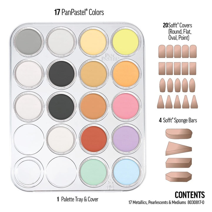 PanPastel metalik i biserni pastelni set sa zlatnim medijumima - 17 kom