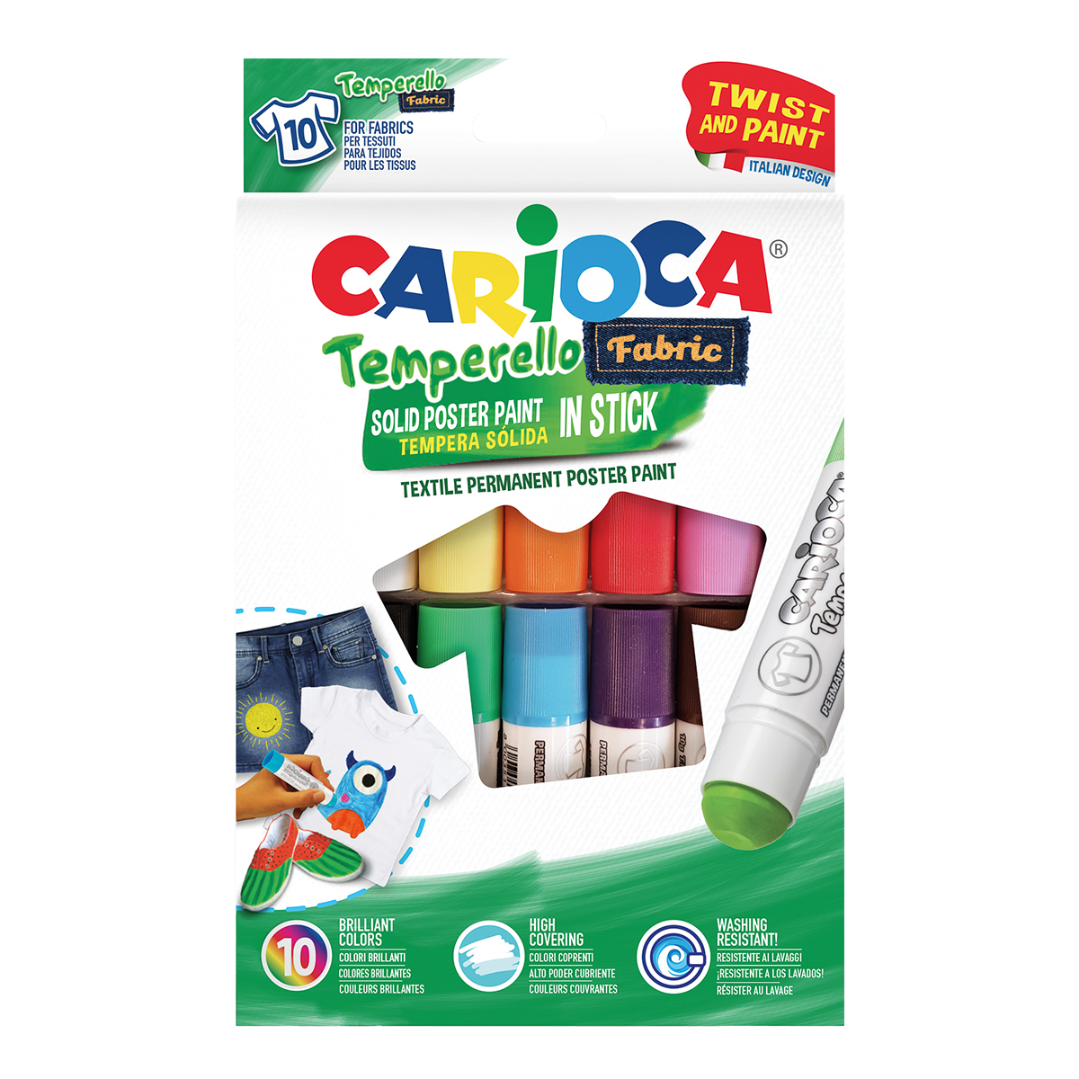 Carioca tempere za tekstil u stiku – set od 10 kom