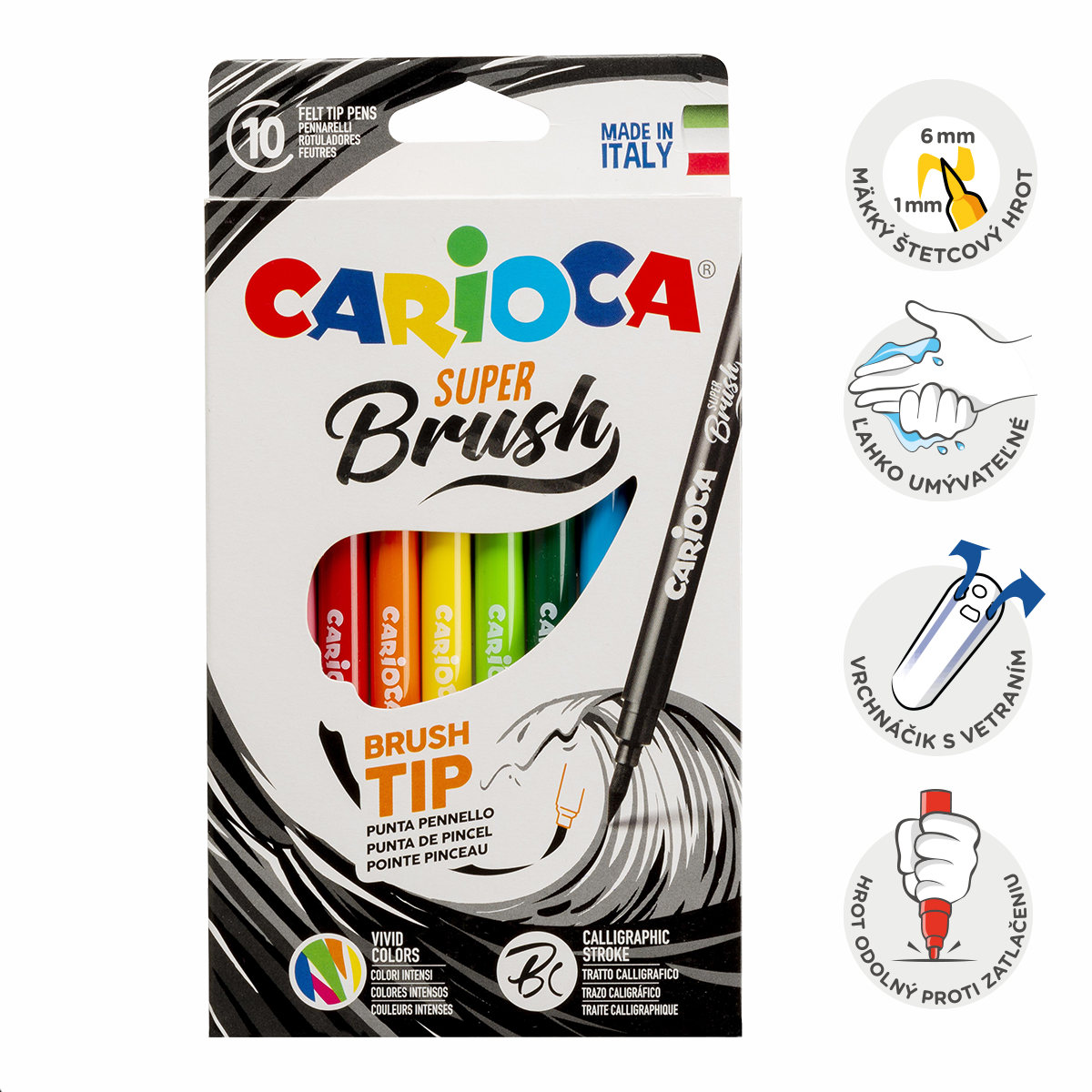 Carioca Brush flomasteri sa vrhom u obliku četkice, 10 kom, miks boja