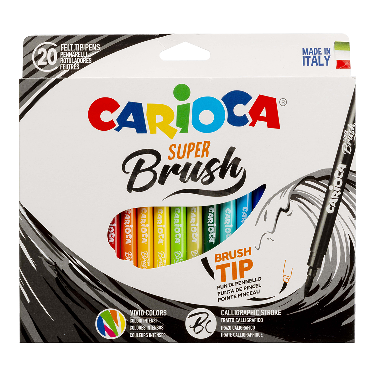 Carioca Brush flomasteri sa vrhom u obliku četkice, 20 kom, miks boja