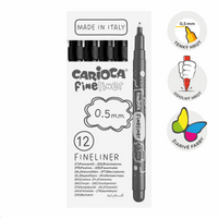 Tanki lajneri Carioca Fineliner 0,5 mm – 12 kom – crni