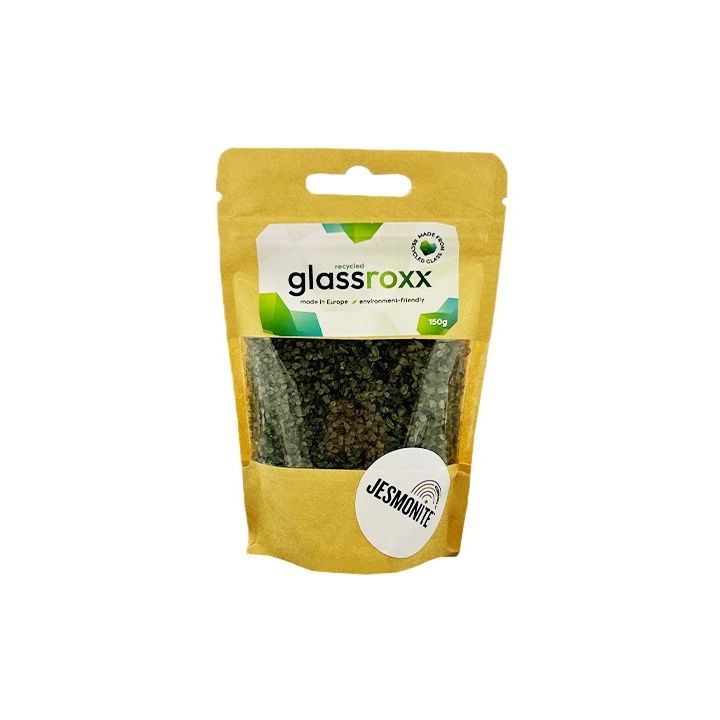 Glassroxx Jesmonit stakleni granulat 150 g – maslinasto zelena