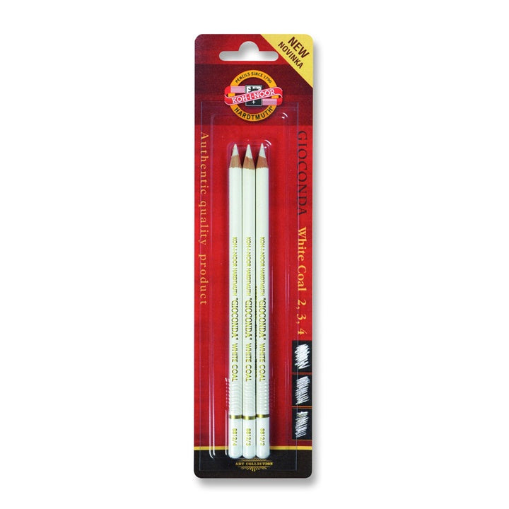 Komplet belih gradacionih ugljena u olovci Gioconda KOH-I-NOOR - 3 kom