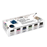 Chalk boje za staklo i porcelan Kreul / set 6 x 20 ml   četka