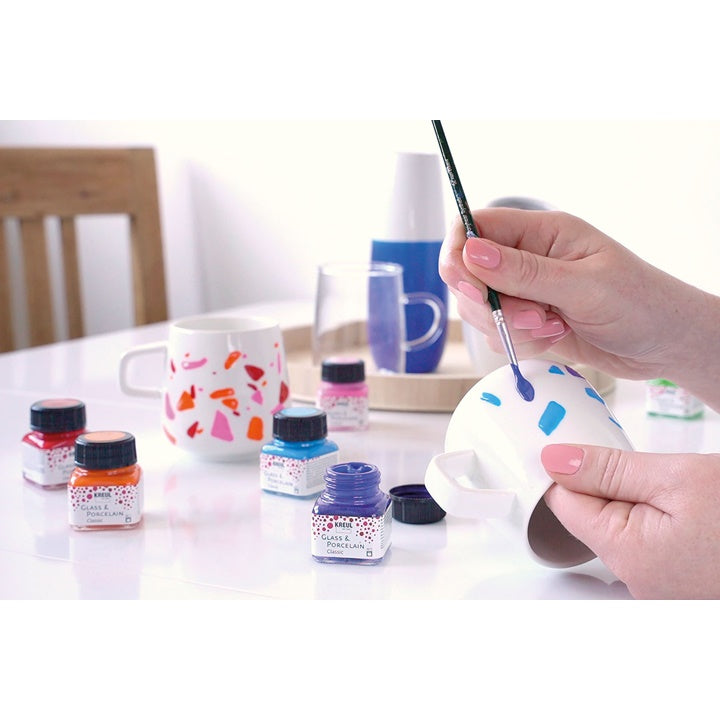 Set boja za staklo i porcelan KREUL 6 x 20 ml + četka