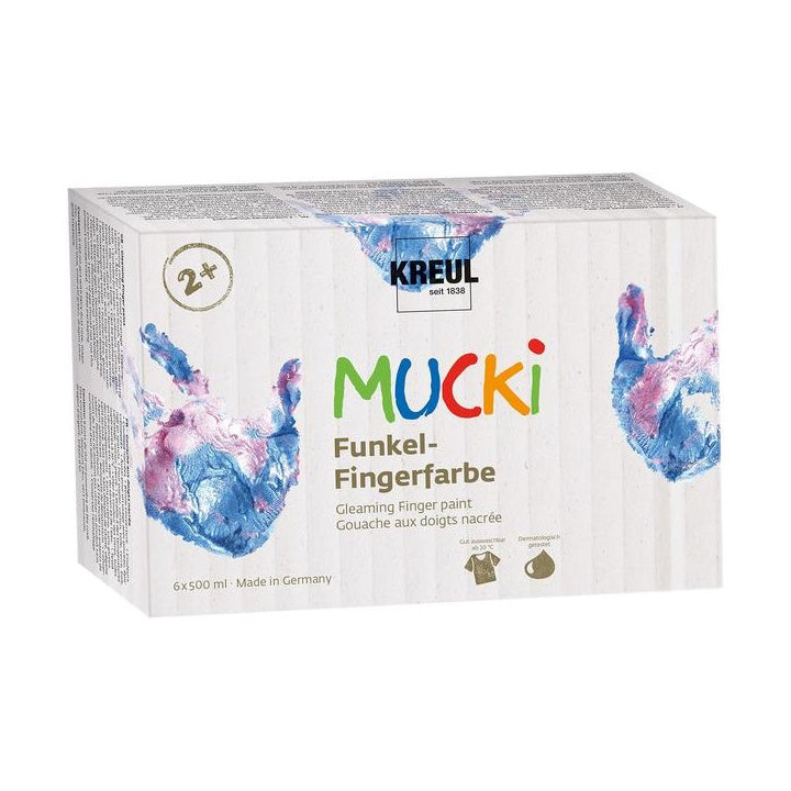 Sjajne dečije boje za prste MUCKI | set od 6 k 500 ml