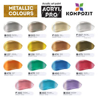 Set metalik akrilnih boja ACRYL PRO Kompozit 15x75 ml