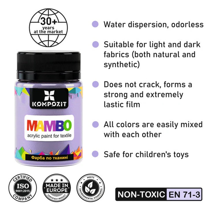 MAMBO pastelna akrilna boja za tekstil i kožu 50ml