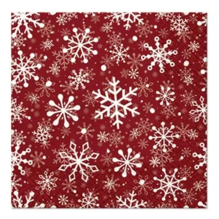 Salveta za dekupaž Christmas Snowflakes - crveni - 1 kom