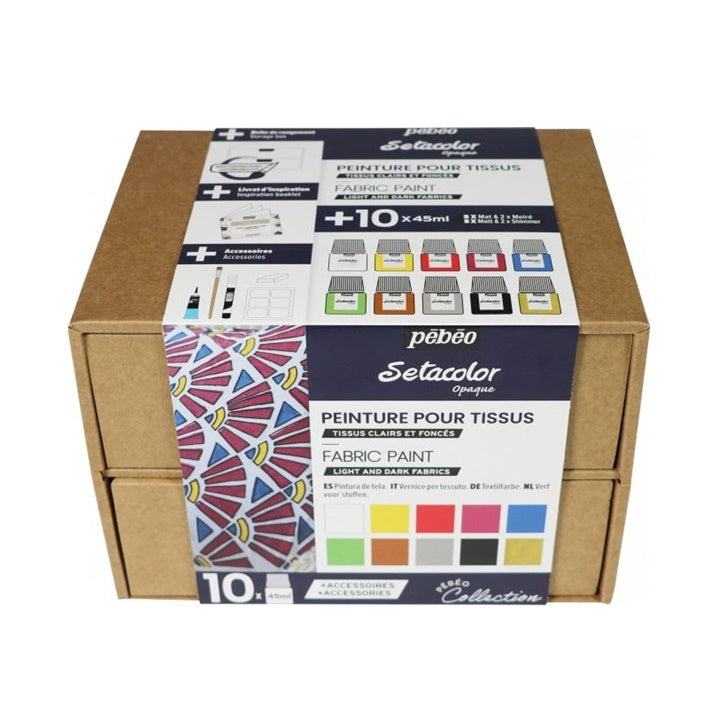 Set Pebeo boja za svetli i tamni tekstil Setacolor Opaque - 10x45 ml