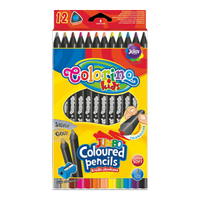 Trouglaste JUMBO drvene bojice Colorino od crnog drveta sa rezačem - 12 boja