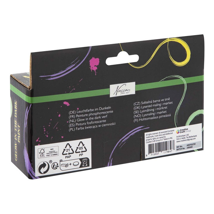 Glov in the Dark Set akrilnih boja Nassau 4 k 60 ml