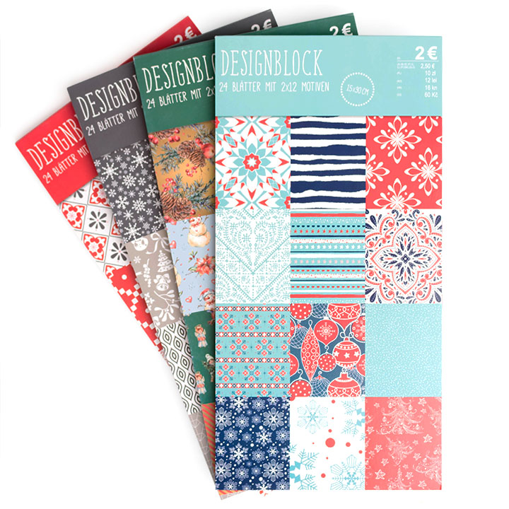 Papiri za scrapbooking 15 x 30 cm | set od 4 bloka