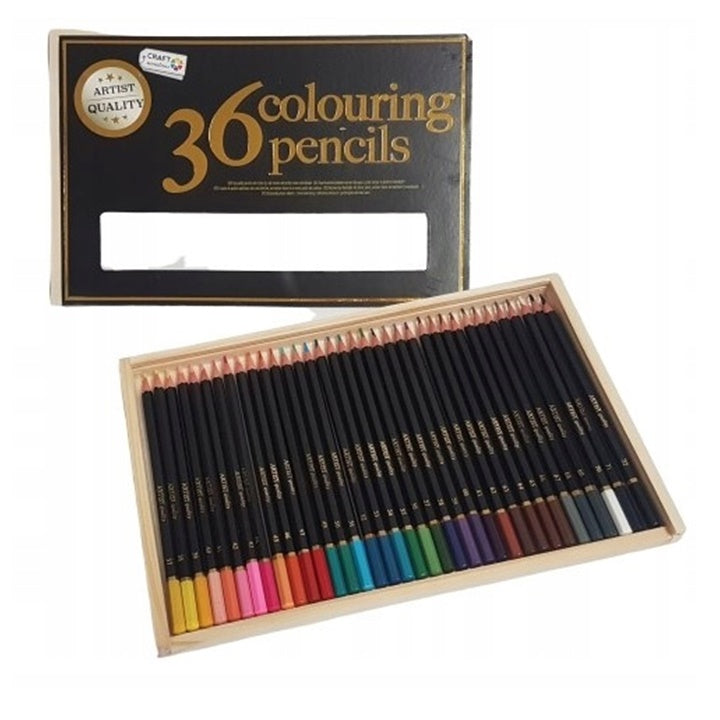 Set bojica u drvenoj kutiji - 36 komada