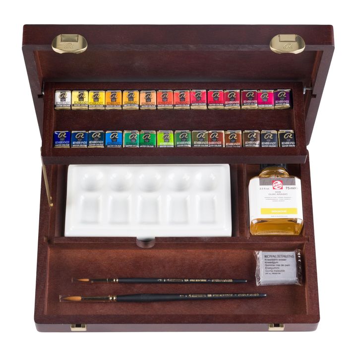 Profesionalna drvena futrola za akvarelne boje Rembrandt 28 Pans and Accessories