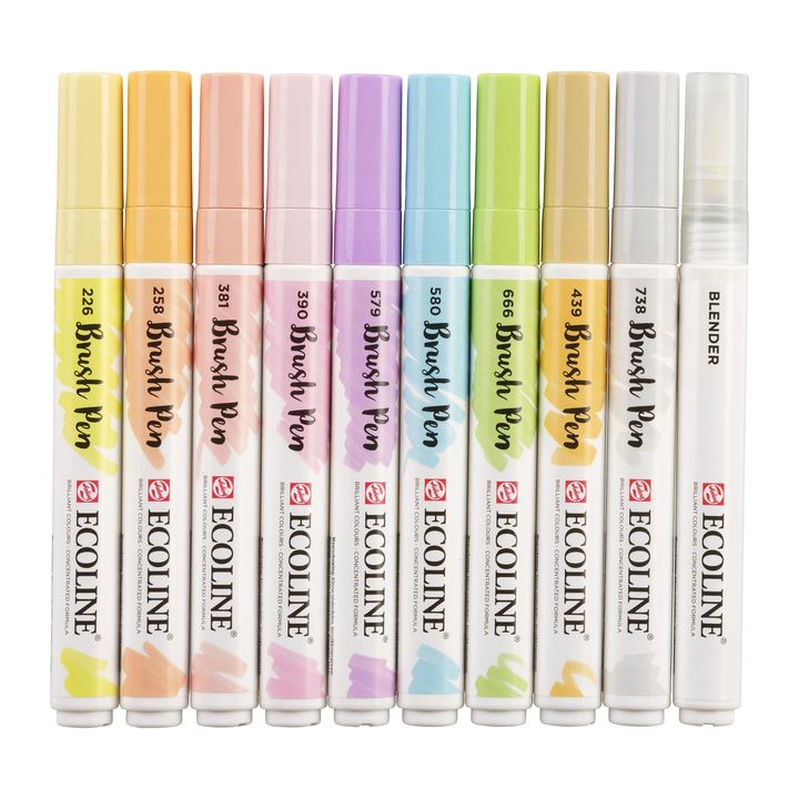 Akvarel olovke Ecoline Brush Pen Pastel | Set od 10 komada