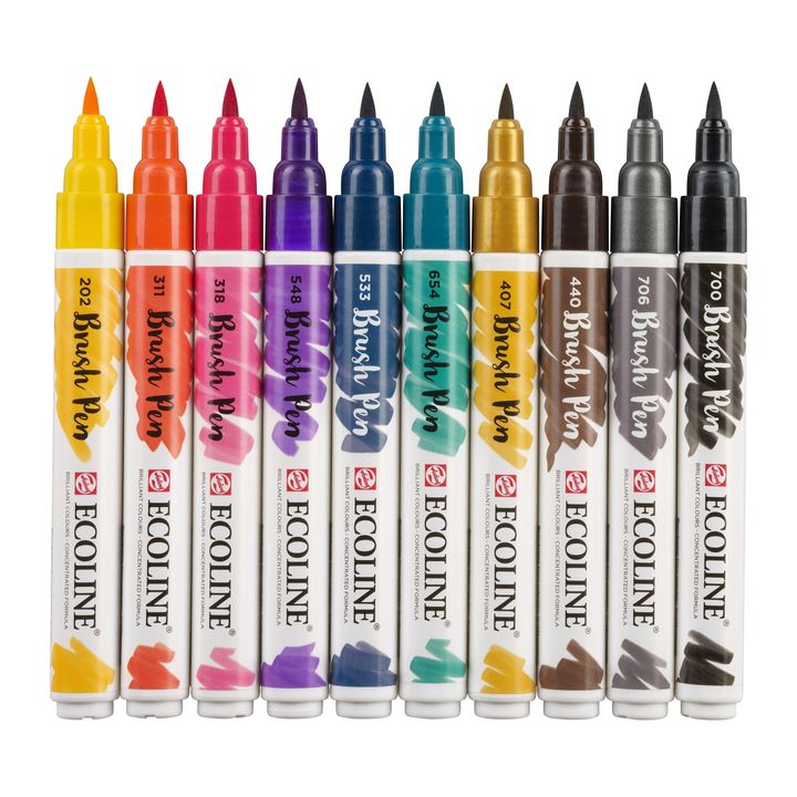 Akvarel olovke Ecoline Brush Pen Dark | Set od 10 komada