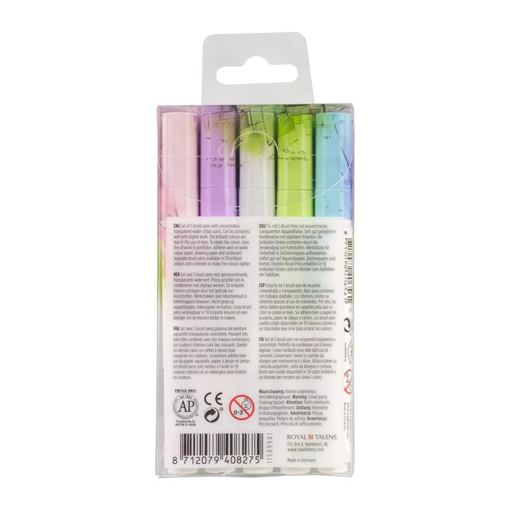 Akvarel olovke Ecoline Brush Pen Pastel | Set od 5 komada