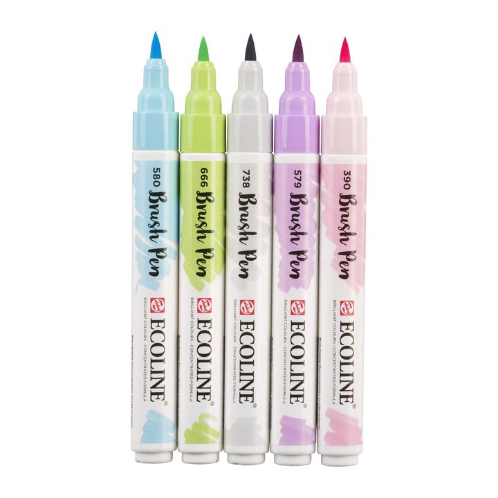 Akvarel olovke Ecoline Brush Pen Pastel | Set od 5 komada