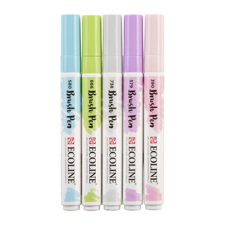 Akvarel olovke Ecoline Brush Pen Pastel | Set od 5 komada