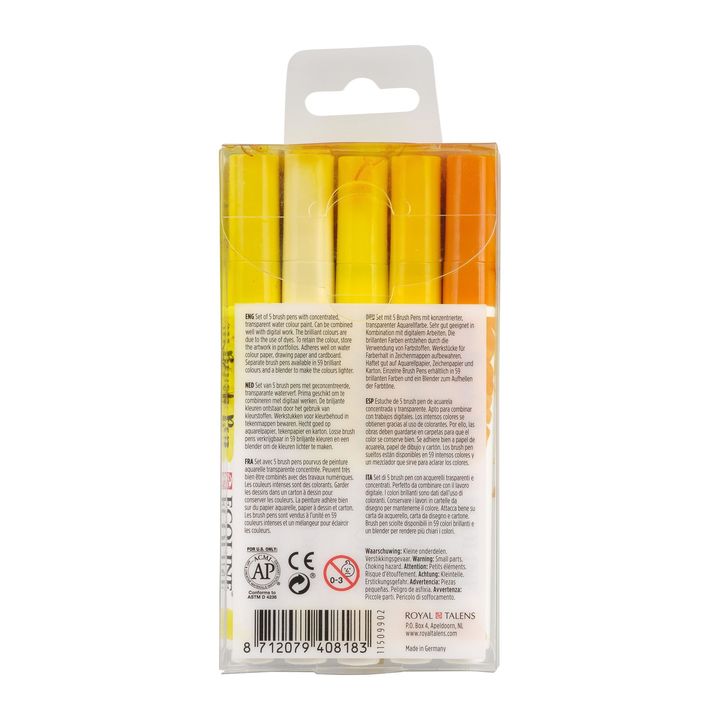 Akvarel olovke Ecoline Brush Pen Yellow | Set od 5 komada