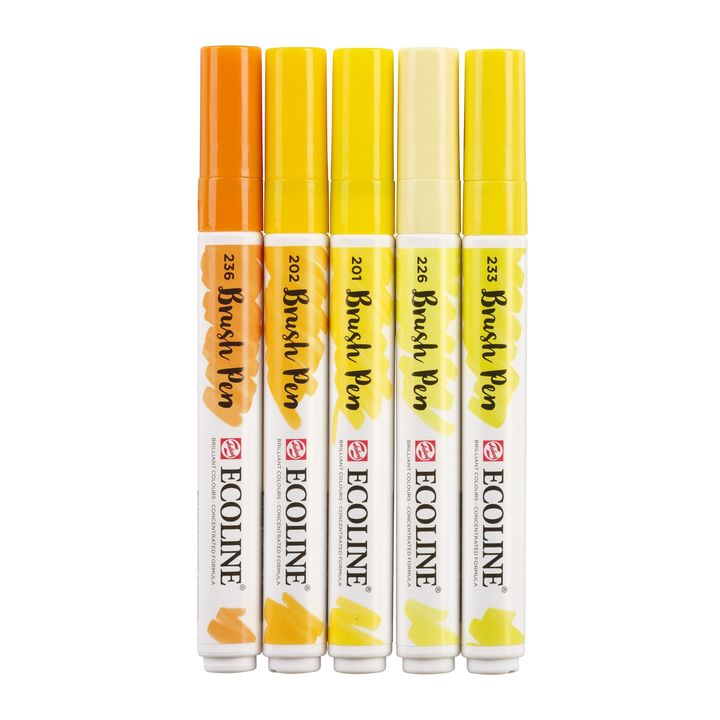 Akvarel olovke Ecoline Brush Pen Yellow | Set od 5 komada