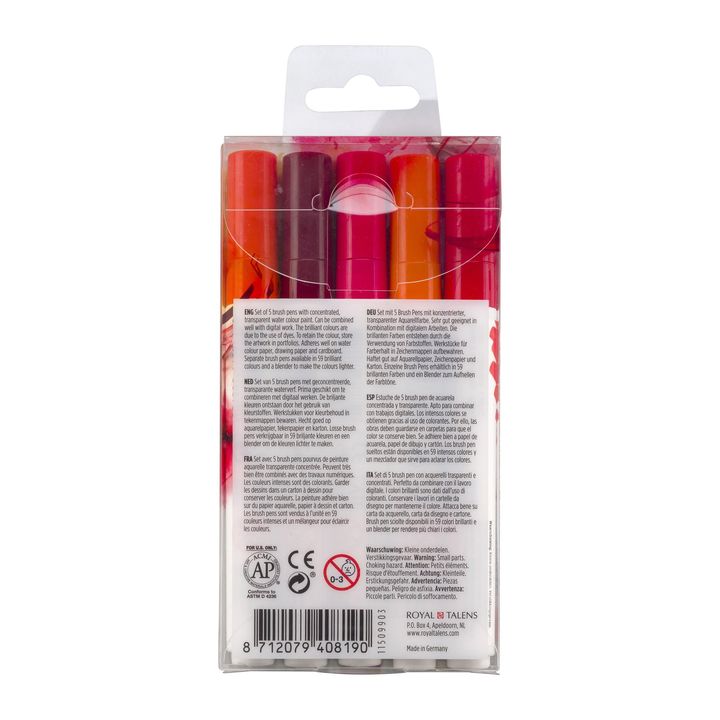 Akvarel olovke Ecoline Brush Pen Red | Set od 5 komada