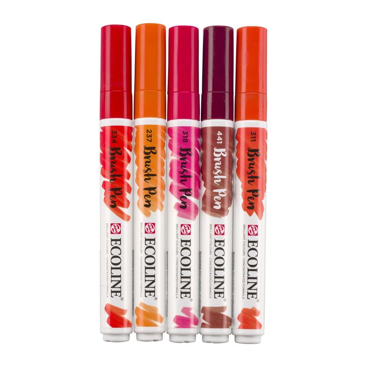 Akvarel olovke Ecoline Brush Pen Red | Set od 5 komada