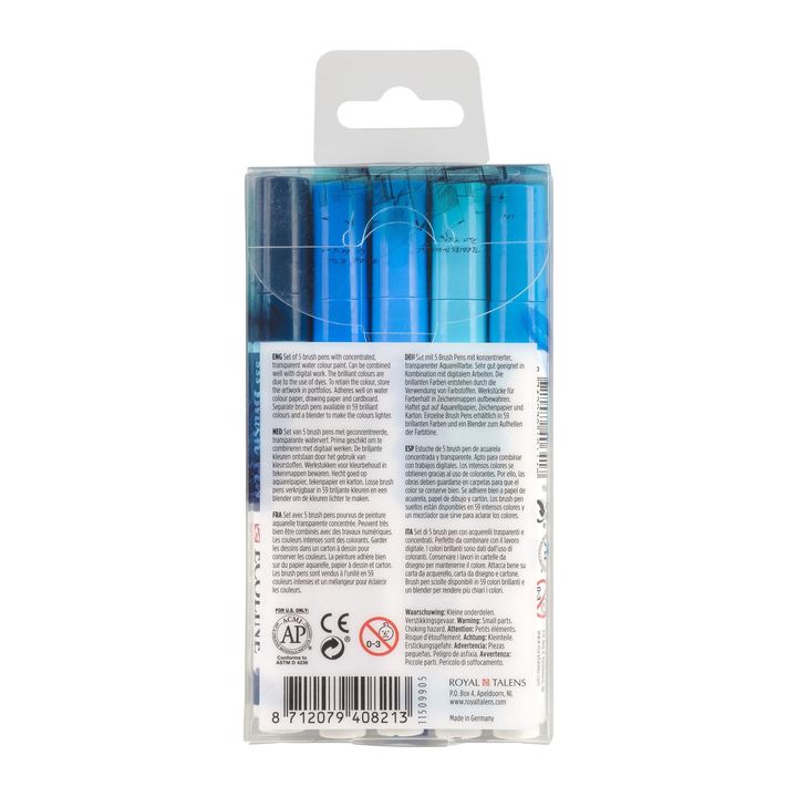 Akvarel olovke Ecoline Brush Pen Blue | Set od 5 komada