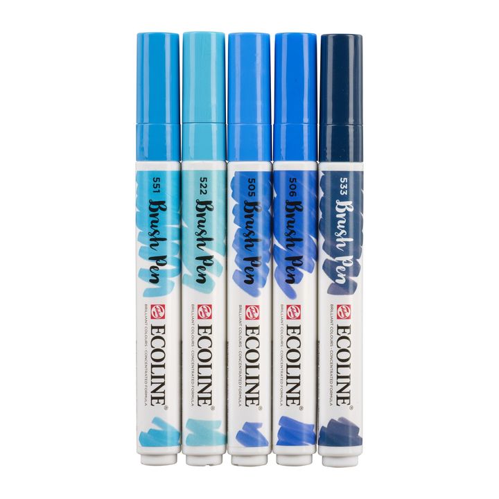 Akvarel olovke Ecoline Brush Pen Blue | Set od 5 komada