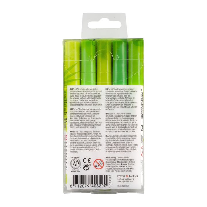 Akvarel olovke Ecoline Brush Pen Green | Set od 5 komada