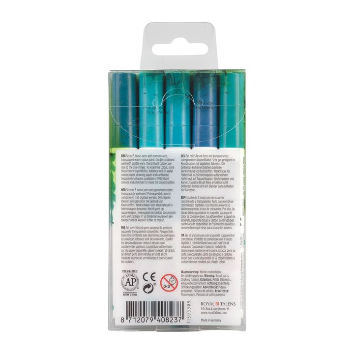 Akvarel olovke Ecoline Brush Pen Green Blue | Set od 5 komada