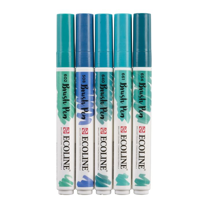 Akvarel olovke Ecoline Brush Pen Green Blue | Set od 5 komada
