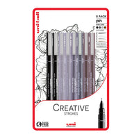 Set UNI PIN fineliner markera Creative Strokes 8 kom