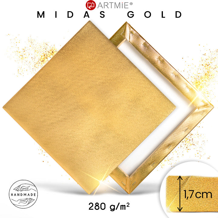 Zlatno slikarsko platno MIDAS na ramu — pamuk 280 g/m² sa metalik zlatnim pigmentom