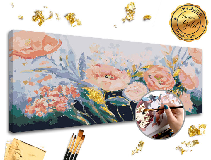 Maľovanie podľa čísel PREMIUM GOLD | Ružová záhrada