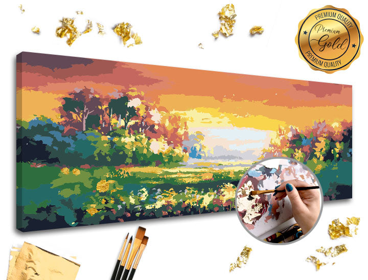 Maľovanie podľa čísel PREMIUM GOLD | Pestrofarebná krajina