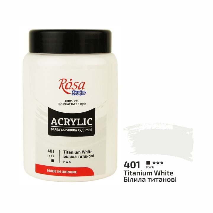 Akrilna boja, 400 ml, ROSA STUDIO – Titanijum bela (401)