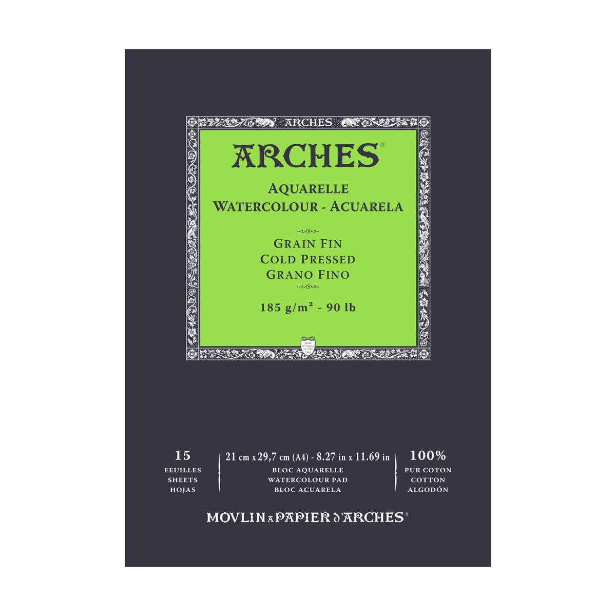 Akvarel blok ARCHES sitno zrno prirodno bela 185 g/m2 A4 - 15 listova