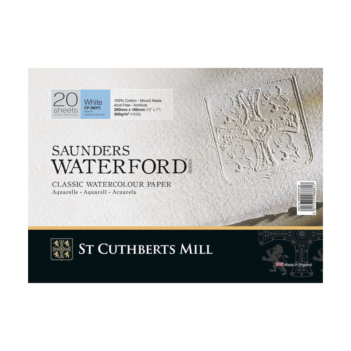 Akvarel blok CANSON St Cuthberts Saunders Waterford CP beli 300 g/m² 20 listova – 26 – 51 cm