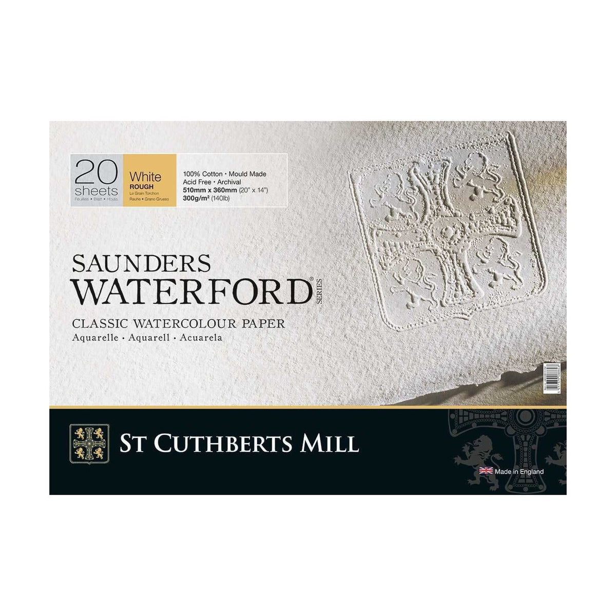 Akvarel blok CANSON St Cuthberts Saunders Waterford Rough 300 g/m² 26 × 51 cm – 20 listova