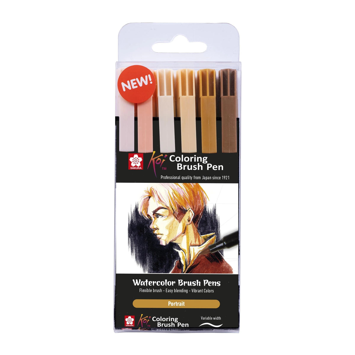 Akvarel markeri sa četkicom SAKURA Koi Portret / set 6 kom