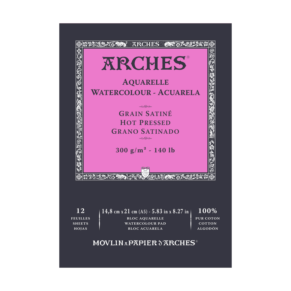 ARCHES akvarel blok glatki HP prirodno bela 300 g/m² A5 – A3 - 12 listova