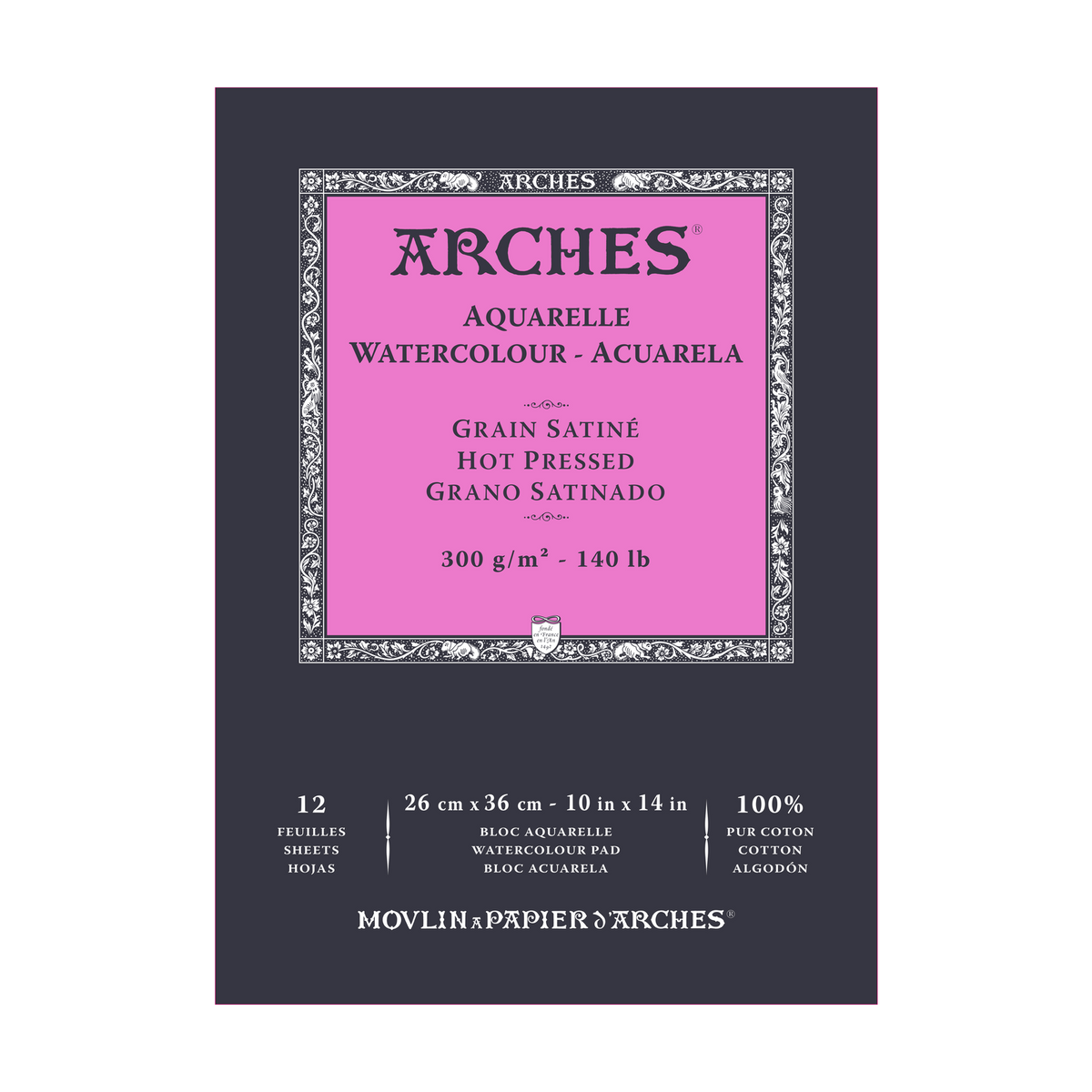ARCHES akvarel blok glatki HP prirodno bela 300 g/m² A5 – A3 - 12 listova